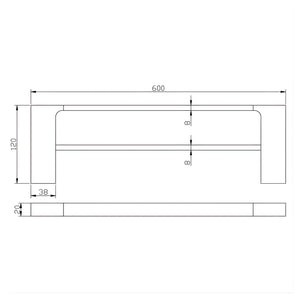 IKON EDEN DOUBLE TOWEL RAIL 600MM MATTE BLACK
