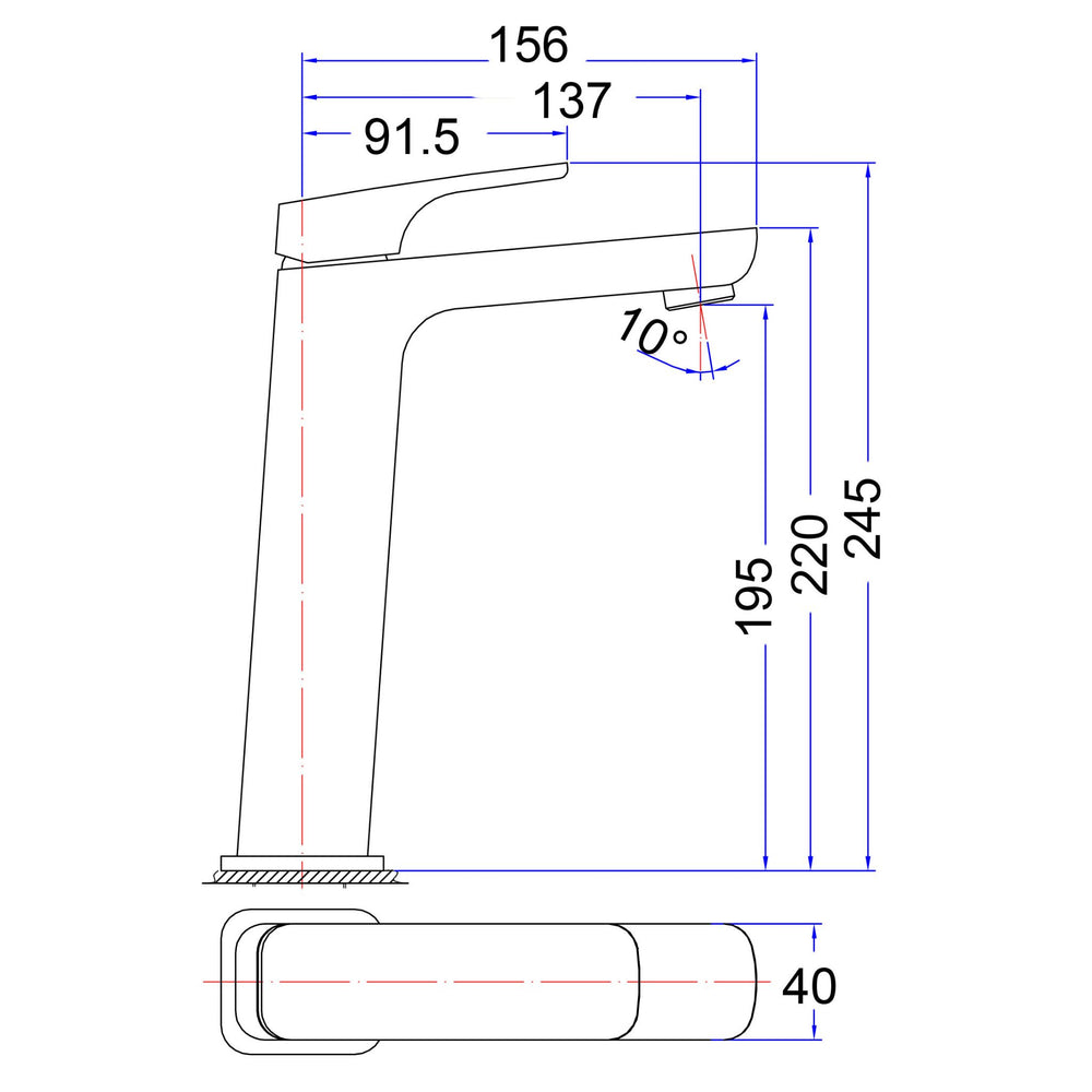 IKON EDEN HIGH RISE BASIN MIXER 245MM BRUSHED NICKEL