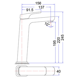 IKON EDEN HIGH RISE BASIN MIXER 245MM CHROME