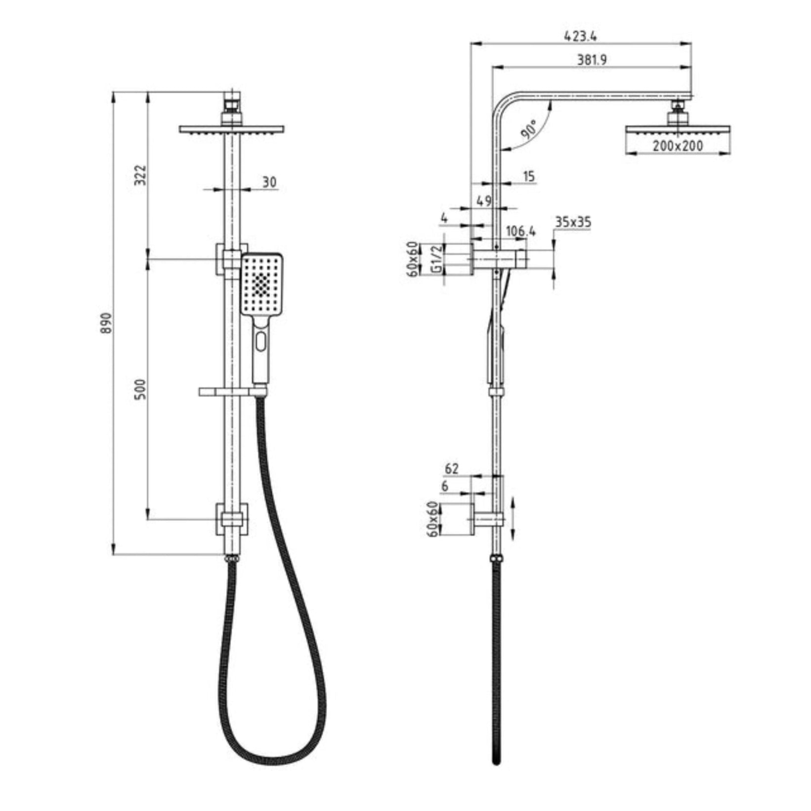IKON EDEN SHOWER ON RAIL 740MM GUN METAL