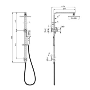IKON EDEN SHOWER ON RAIL 740MM BRUSHED NICKEL