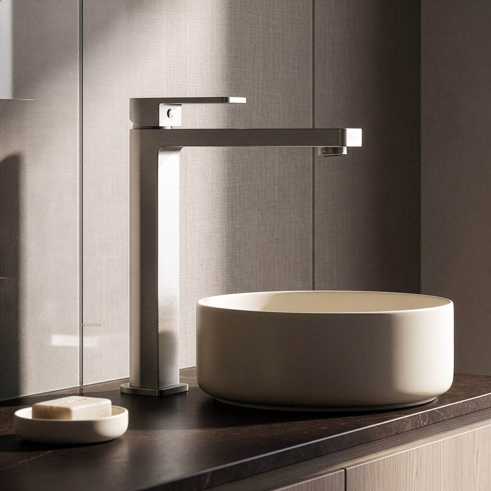 IKON FLORES HIGH RISE BASIN MIXER 282MM BRUSHED NICKEL