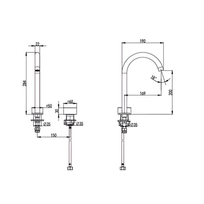 IKON SOKO LEAD FREE HOB BASIN MIXER 284MM CHROME