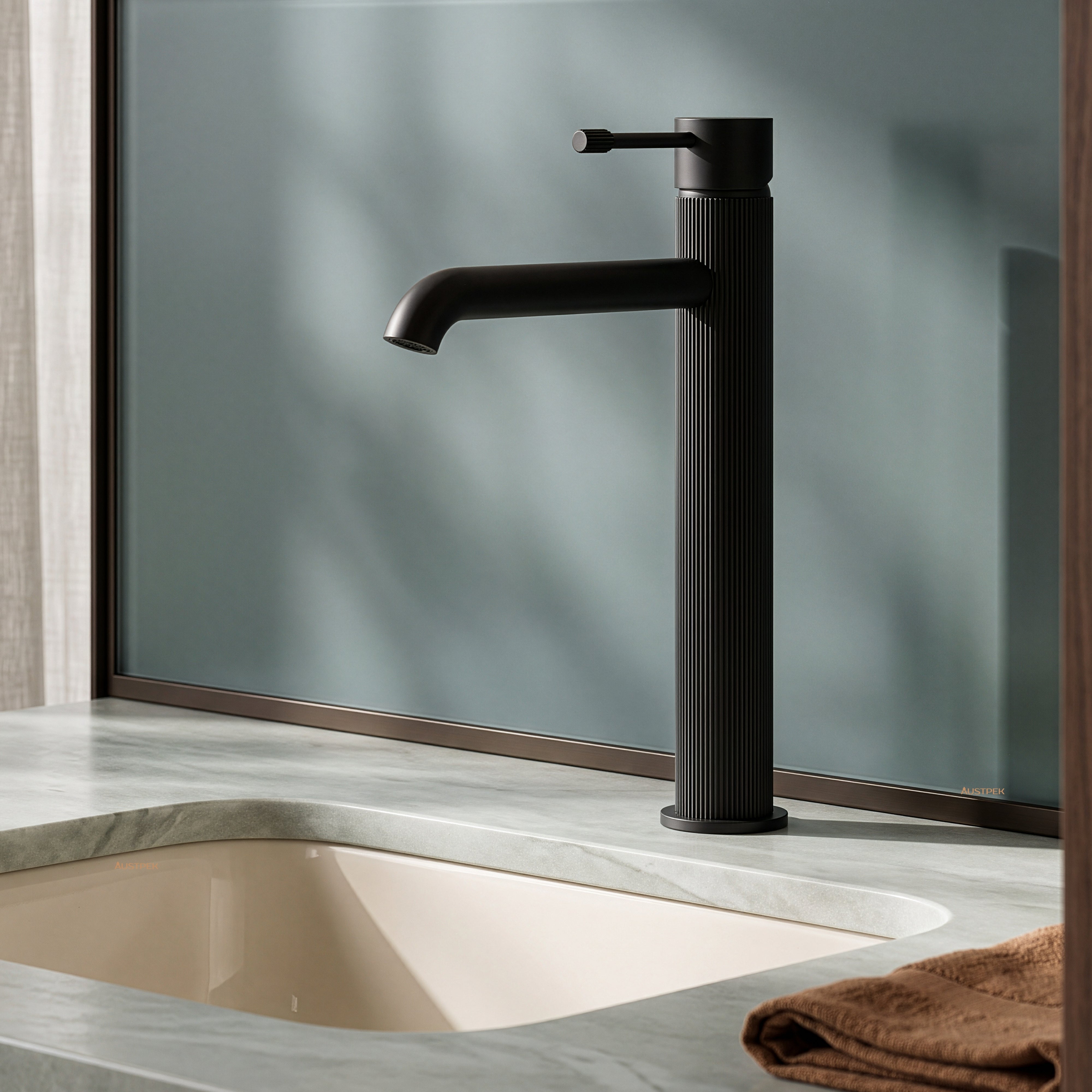 IKON LINIE HIGH RISE BASIN MIXER 230MM MATTE BLACK