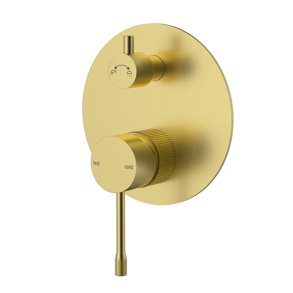 IKON LINIE WALL MIXER DIVERTER TRIM KIT WITH BODY 140MM BRUSHED GOLD