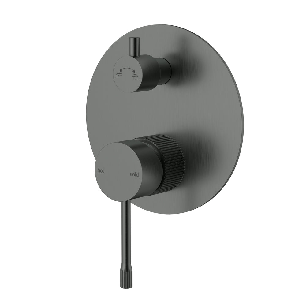 IKON LINIE WALL MIXER DIVERTER TRIM KIT WITH BODY 140MM GUN METAL