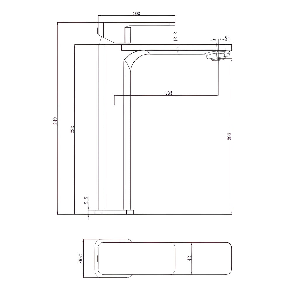 IKON NOVA HIGH RISE BASIN MIXER 249MM CHROME