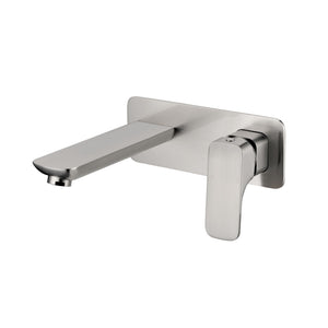 IKON NOVA WALL BASIN MIXER 200MM BRUSHED NICKEL
