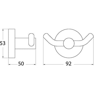 IKON OTUS DOUBLE ROBE HOOK CHROME