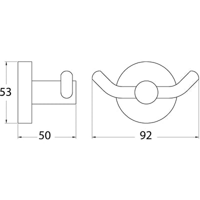 IKON OTUS DOUBLE ROBE HOOK CHROME