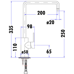 IKON OTUS SQUARENECK SINK MIXER 335MM CHROME