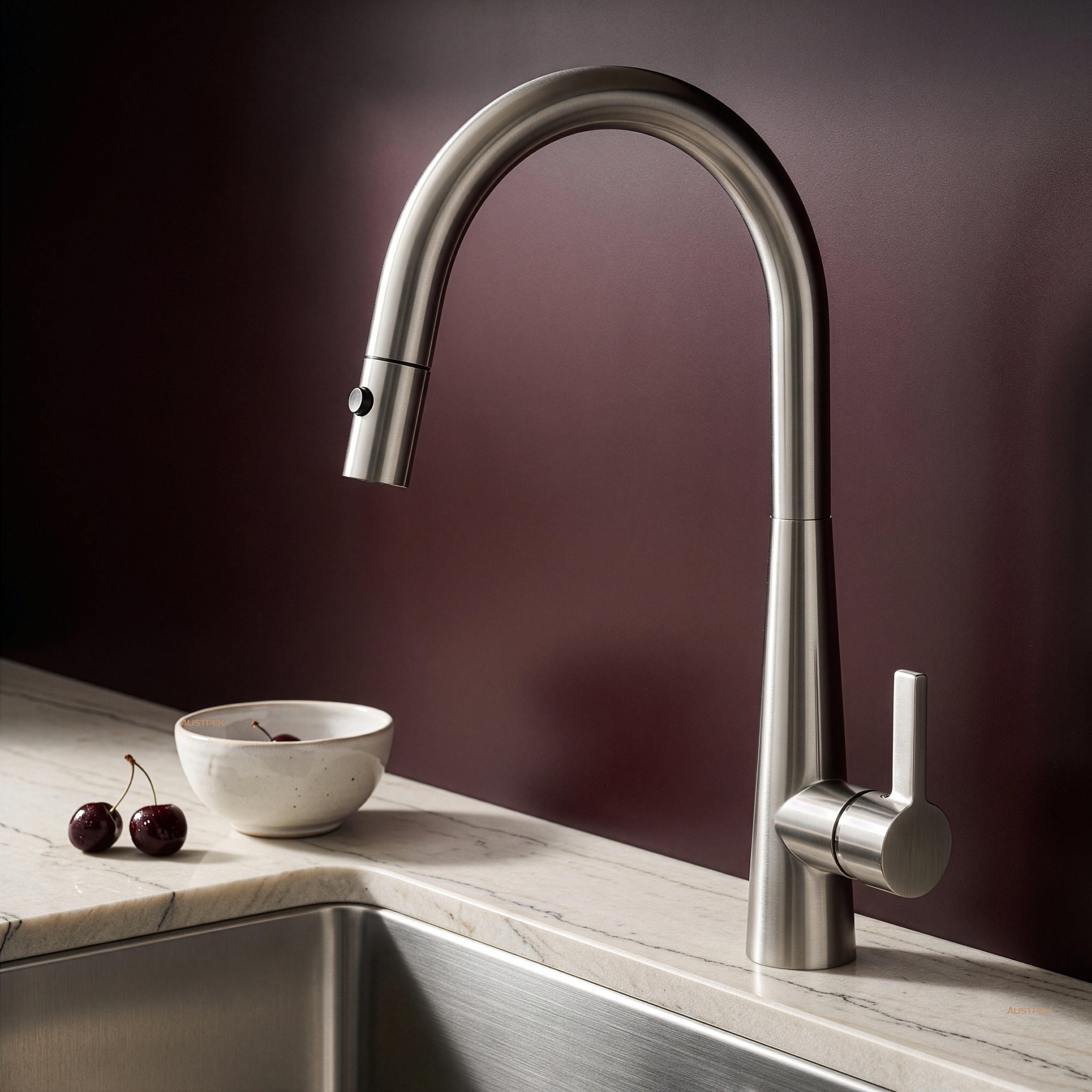IKON OTUS LUX PULL-OUT SINK MIXER 422MM BRUSHED NICKEL