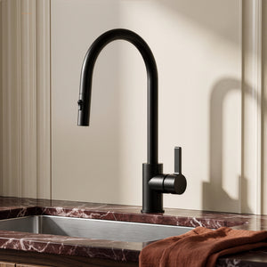 IKON OTUS PULL-OUT SINK MIXER 405MM MATTE BLACK