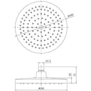 IKON OTUS SHOWER HEAD 200MM CHROME