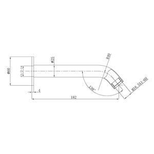 IKON OTUS SLIMLINE BATH SPOUT 182MM CHROME