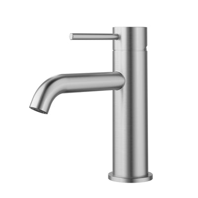 IKON OTUS LEAD FREE SLIMLINE CURVED SPOUT BASIN MIXER 170MM STAINLESS STEEL