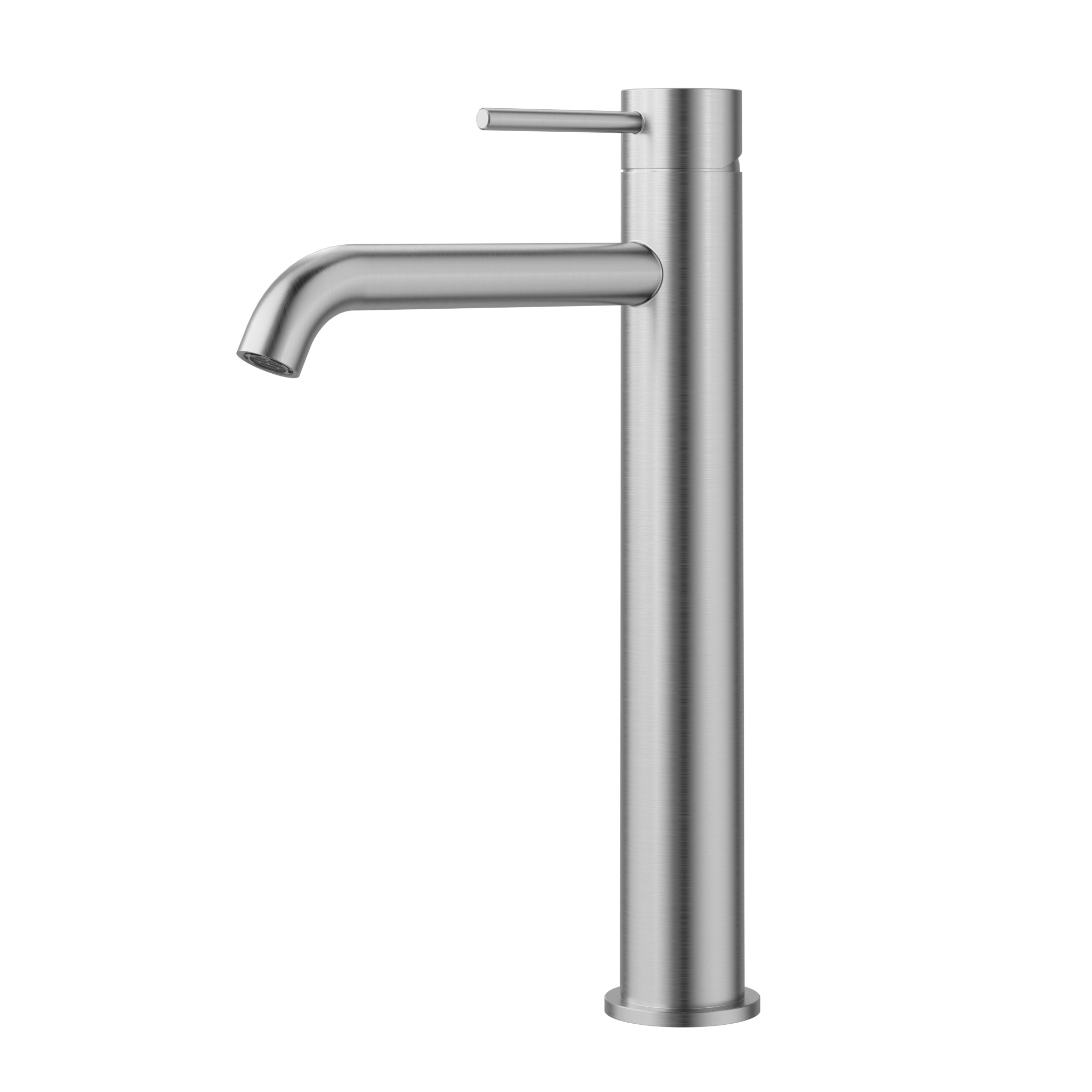 IKON OTUS SLIMLINE CURVED SPOUT HIGH RISE BASIN MIXER 294MM STAINLESS STEEL