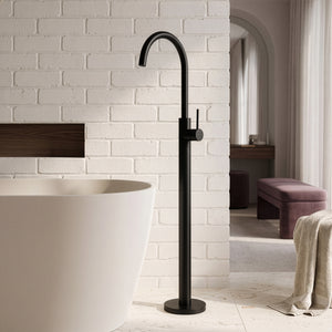 IKON OTUS SLIMLINE FREESTANDING BATH MIXER 1059MM MATTE BLACK