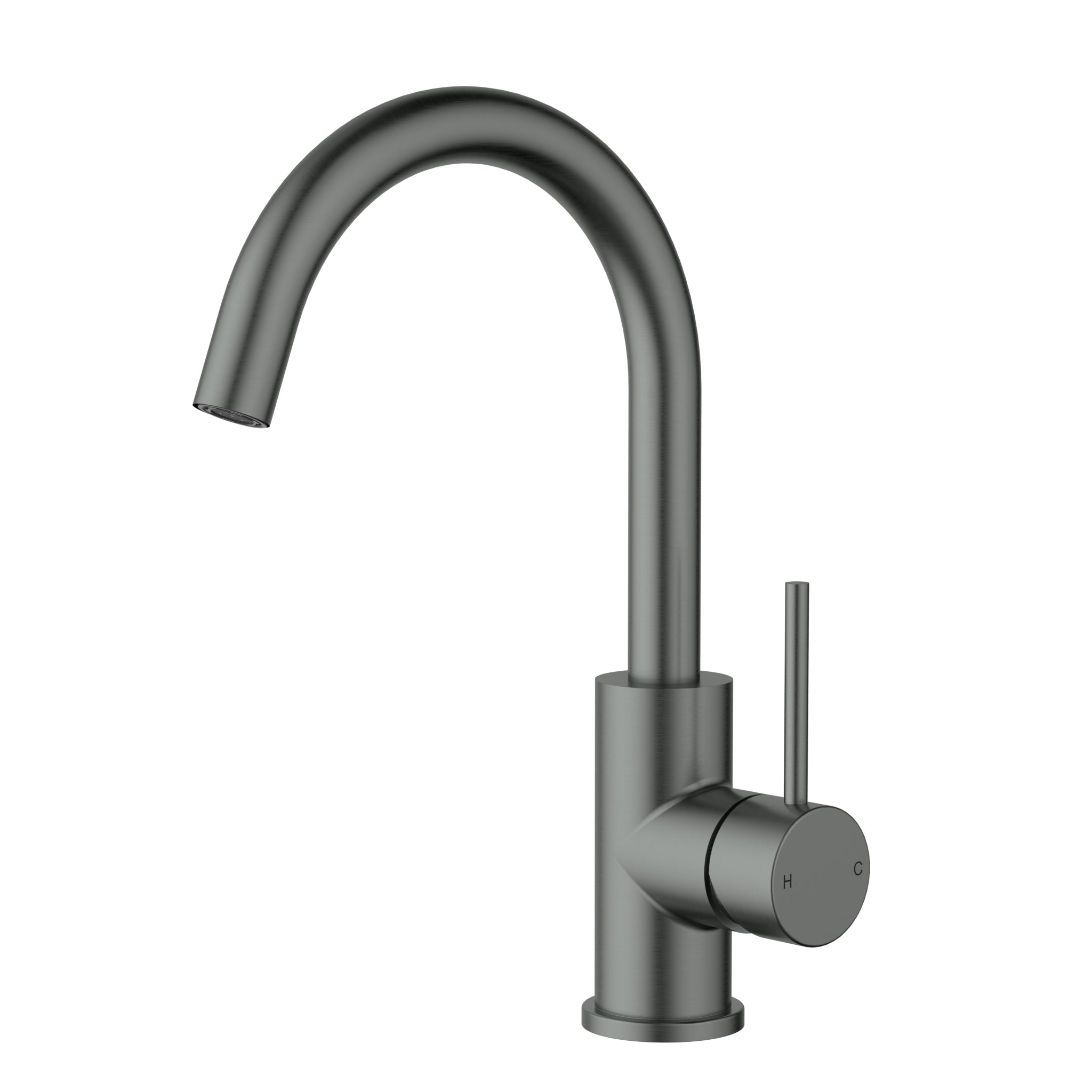 IKON OTUS SLIMLINE GOOSENECK BASIN MIXER 286MM GUN METAL