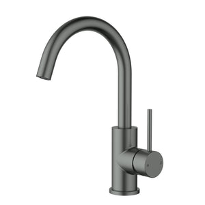 IKON OTUS SLIMLINE GOOSENECK BASIN MIXER 286MM GUN METAL