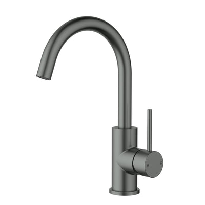 IKON OTUS SLIMLINE GOOSENECK BASIN MIXER 286MM GUN METAL