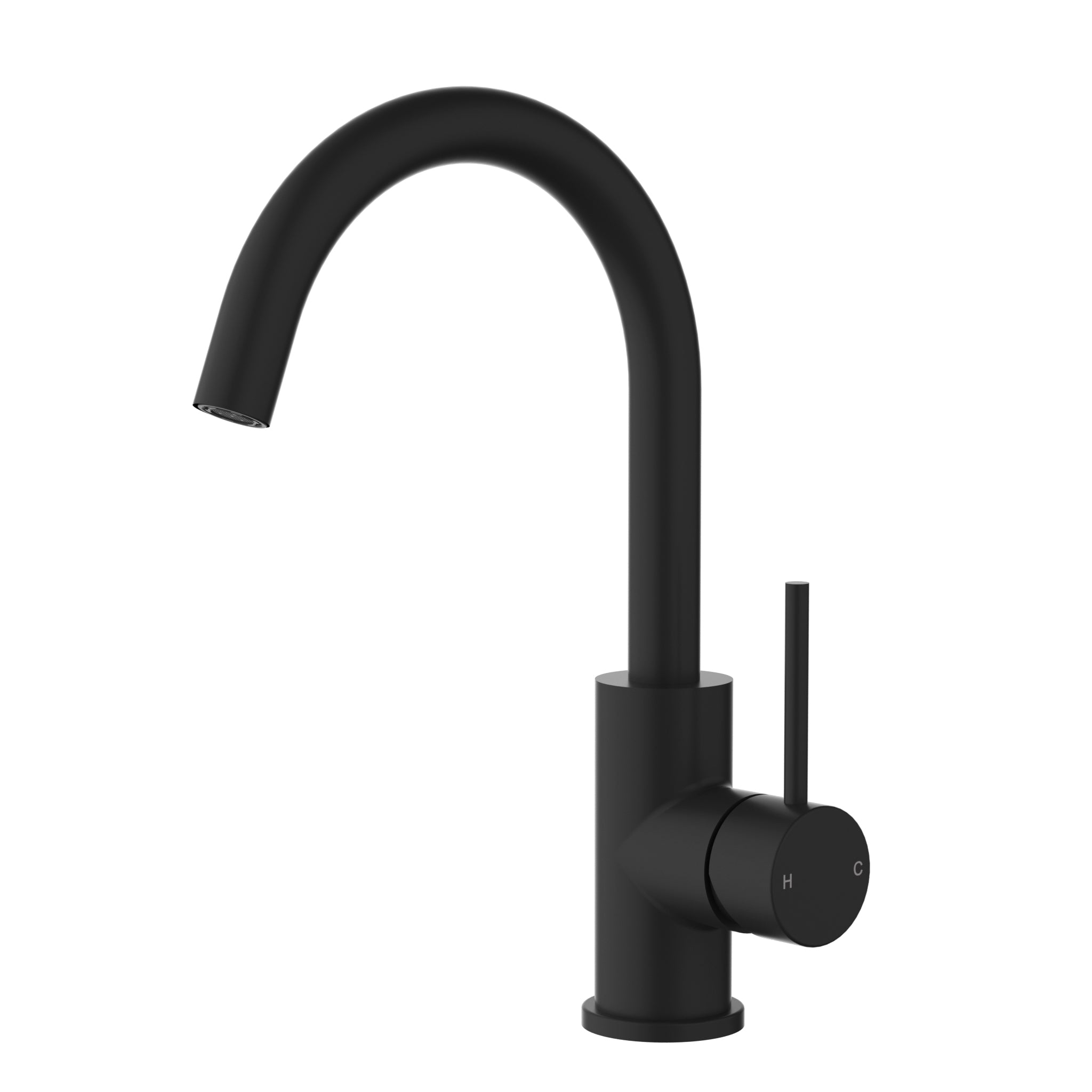 IKON OTUS SLIMLINE GOOSENECK BASIN MIXER 286MM MATTE BLACK