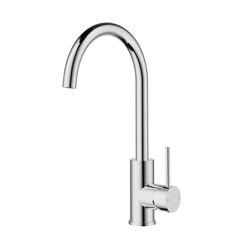 IKON OTUS LEAD FREE SLIMLINE GOOSENECK SINK MIXER 341MM CHROME