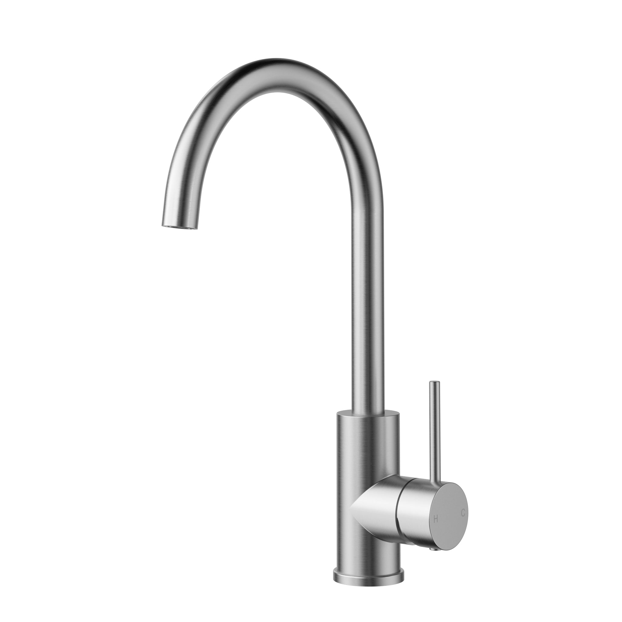 IKON OTUS SLIMLINE GOOSENECK SINK MIXER 341MM STAINLESS STEEL