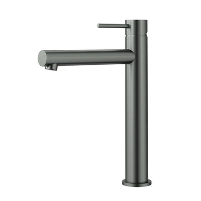 IKON OTUS LEAD FREE SLIMLINE STRAIGHT SPOUT HIGH RISE BASIN MIXER 295MM GUN METAL