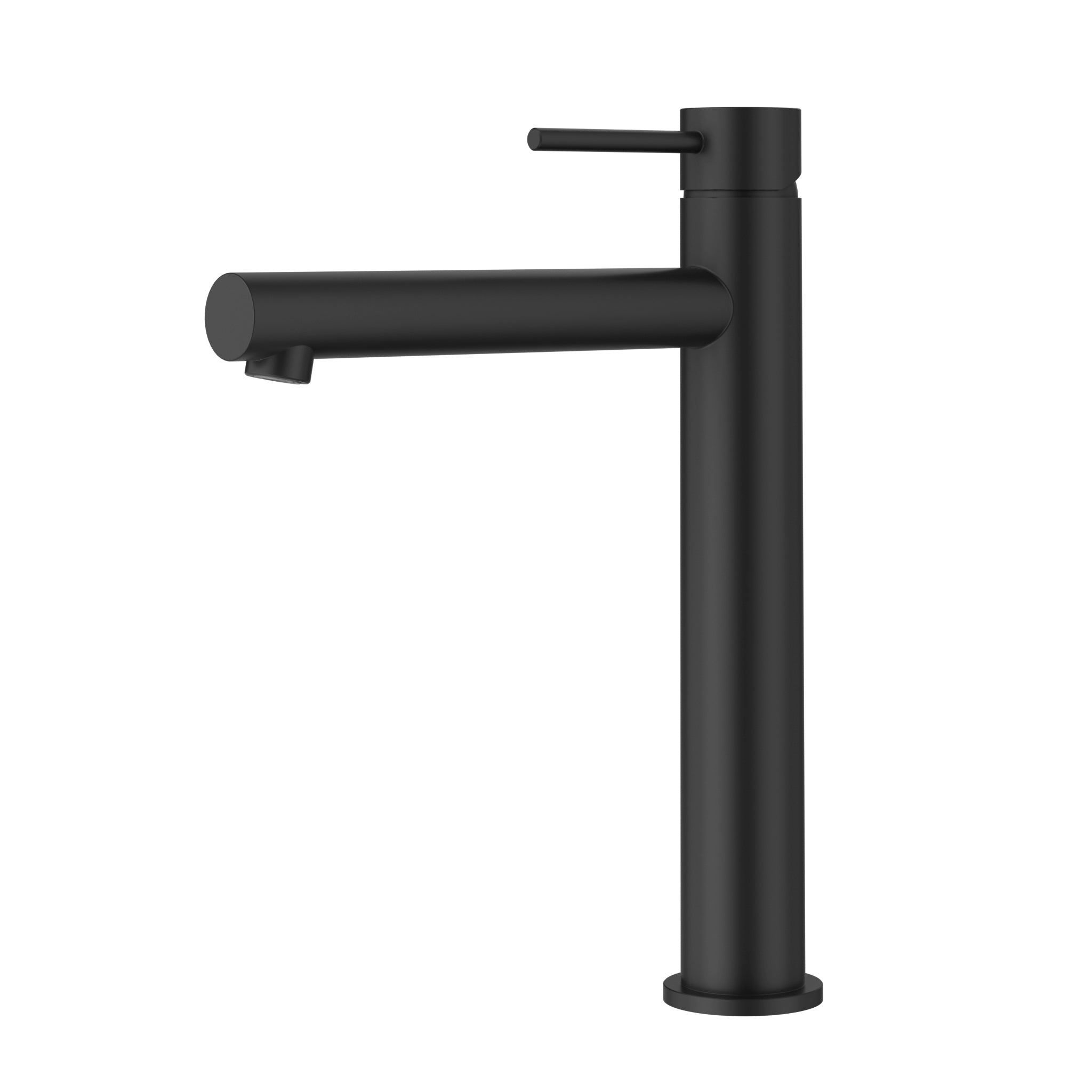 IKON OTUS SLIMLINE STRAIGHT SPOUT HIGH RISE BASIN MIXER 295MM MATTE BLACK