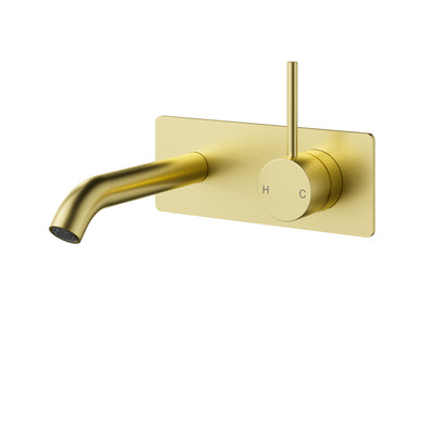 IKON OTUS LEAD FREE SLIMLINE LEVER UP WALL BASIN MIXER TRIM KIT WITH BODY 180MM BRUSHED GOLD