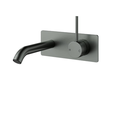 IKON OTUS SLIMLINE LEVER UP WALL BASIN MIXER TRIM KIT WITH BODY 180MM GUN METAL