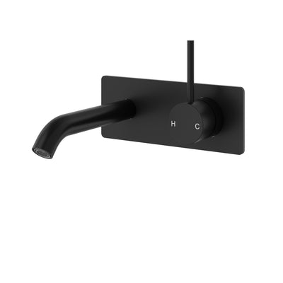 IKON OTUS LEAD FREE SLIMLINE LEVER UP WALL BASIN MIXER TRIM KIT WITH BODY 180MM MATTE BLACK