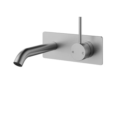 IKON OTUS LEAD FREE SLIMLINE LEVER UP WALL BASIN MIXER TRIM KIT WITH BODY 180MM STAINLESS STEEL