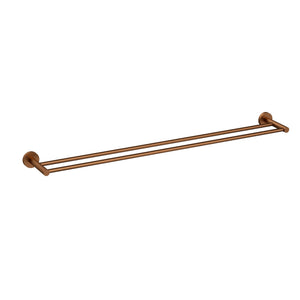 IKON OTUS SLIMLINE SS304 NON-HEATED DOUBLE TOWEL RAIL 900MM BRUSHED COPPER
