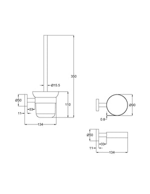 IKON OTUS SLIMLINE SS304 TOILET BRUSH SET 350MM CHROME