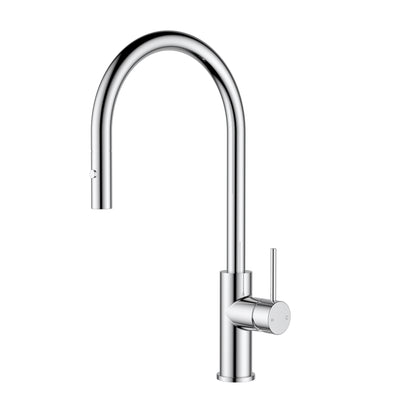 IKON OTUS SLIMLINE SS GOOSENECK PULL OUT SINK MIXER 440MM CHROME