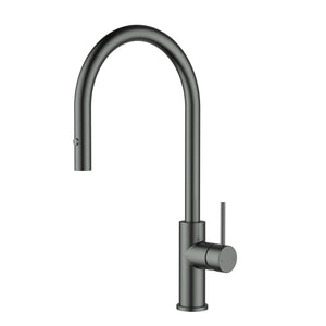 IKON OTUS SLIMLINE SS GOOSENECK PULL OUT SINK MIXER 440MM GUN METAL