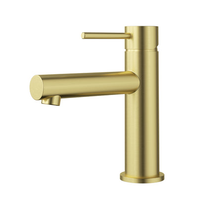 IKON OTUS LEAD FREE SLIMLINE STRAIGHT SPOUT BASIN MIXER 168MM BRUSHED GOLD