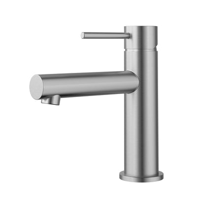 IKON OTUS LEAD FREE SLIMLINE STRAIGHT SPOUT BASIN MIXER 168MM STAINLESS STEEL