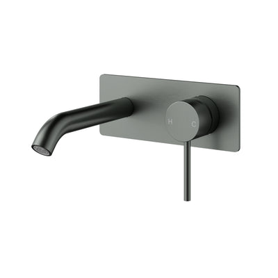 IKON OTUS SLIMLINE WALL BASIN MIXER TRIM KIT WITH BODY 220MM GUN METAL
