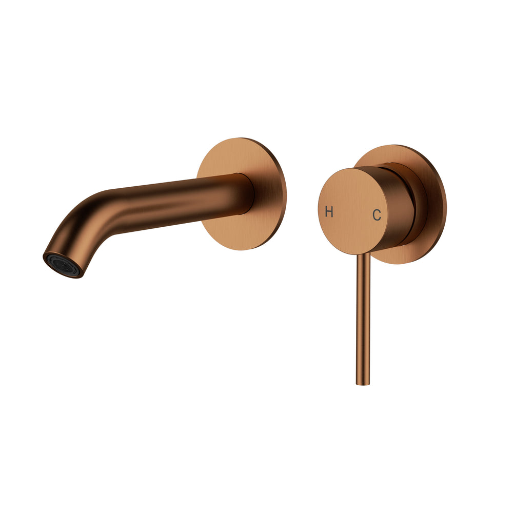 IKON OTUS LEAD FREE SLIMLINE WALL BASIN MIXER TRIM KIT WITH BODY 182MM BRUSHED COPPER