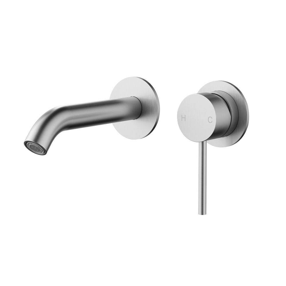 IKON OTUS LEAD FREE SLIMLINE WALL BASIN MIXER TRIM KIT WITH BODY 182MM STAINLESS STEEL