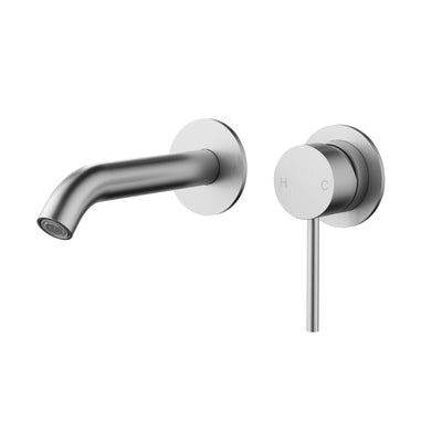 IKON OTUS LEAD FREE SLIMLINE WALL BASIN MIXER TRIM KIT WITH BODY 182MM STAINLESS STEEL