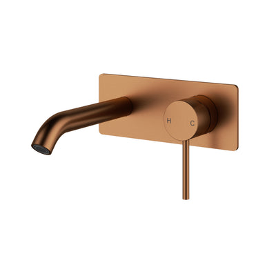 IKON OTUS LEAD FREE SLIMLINE WALL BASN MIXER TRIM KIT WITH BODY 182MM BRUSHED COPPER