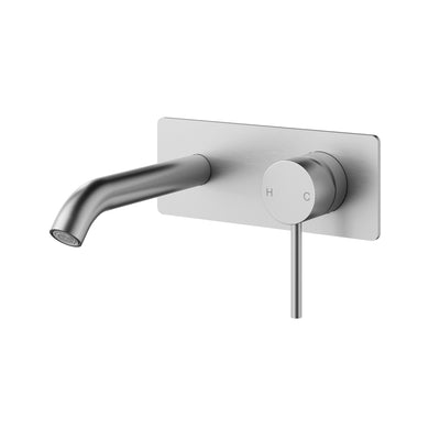 IKON OTUS LEAD FREE SLIMLINE WALL BASN MIXER TRIM KIT WITH BODY 182MM STAINLESS STEEL