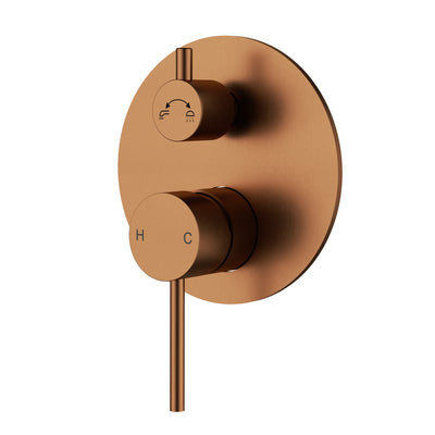 IKON OTUS SLIMLINE WALL MIXER DIVERTER TRIM KIT WITH BODY 135MM BRUSHED COPPER