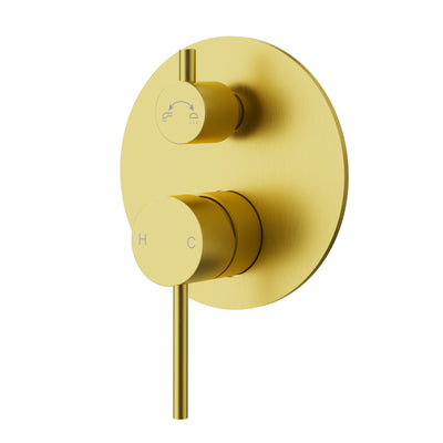IKON OTUS SLIMLINE WALL MIXER DIVERTER TRIM KIT WITH BODY 135MM BRUSHED GOLD