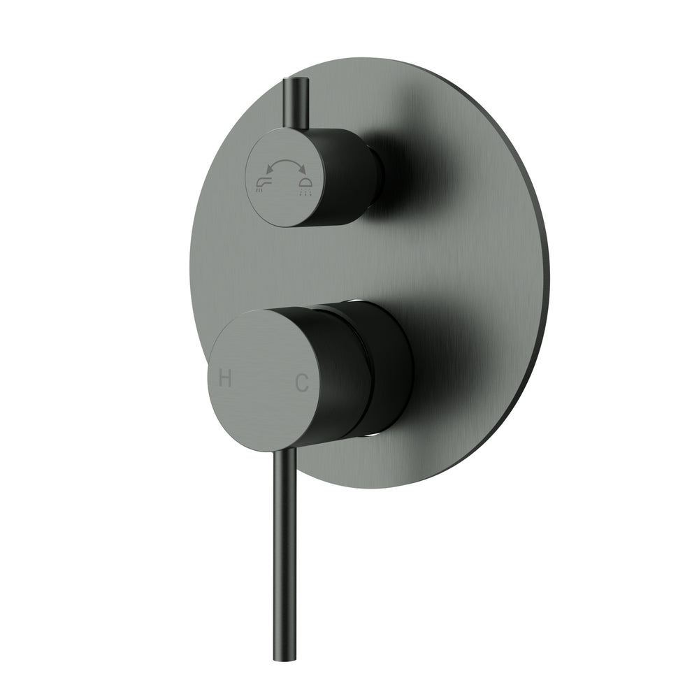 IKON OTUS SLIMLINE WALL MIXER DIVERTER TRIM KIT WITH BODY 135MM GUN METAL