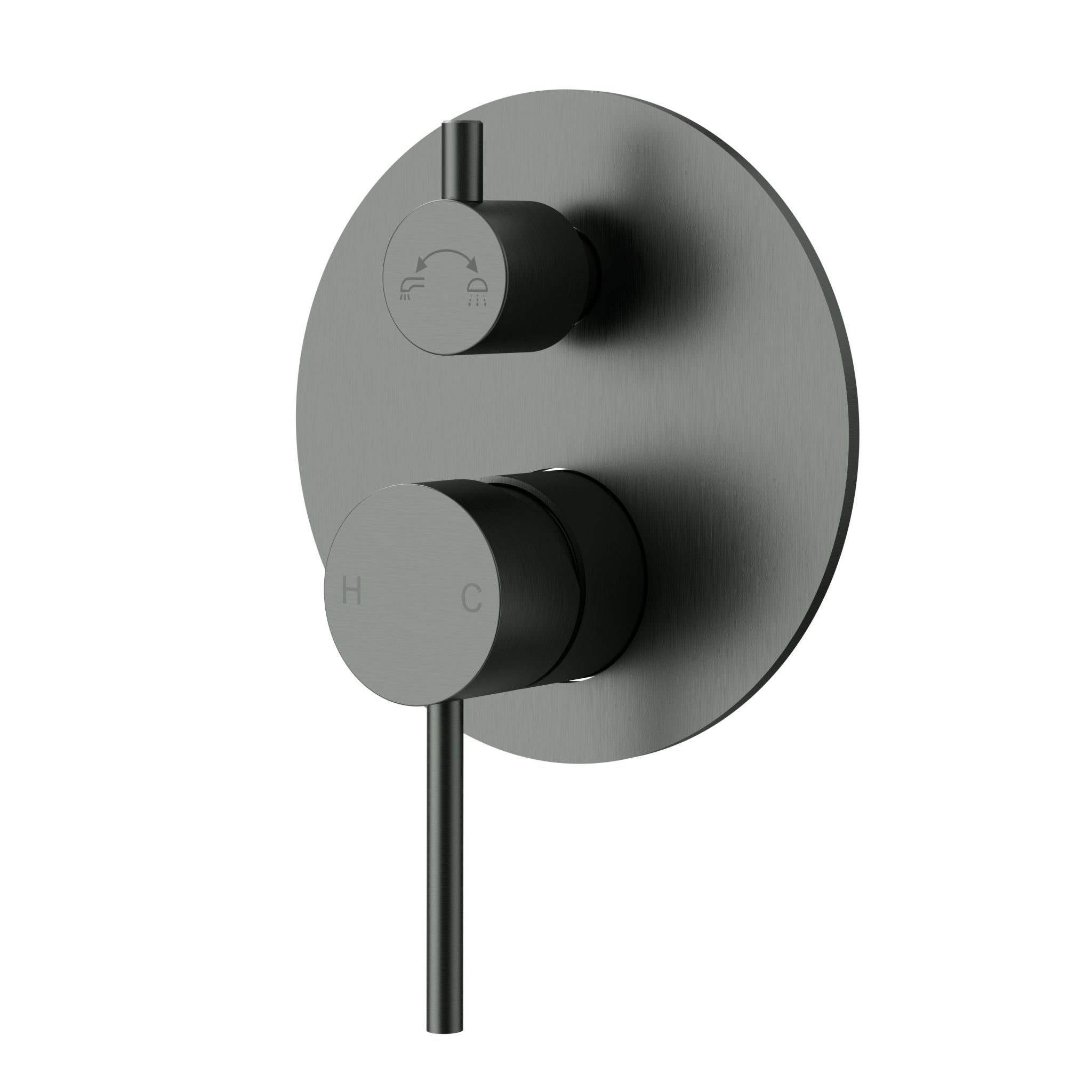 IKON OTUS SLIMLINE WALL MIXER DIVERTER TRIM KIT WITH BODY 135MM GUN METAL